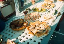 A hearty buffet on Rendezvous's deck
